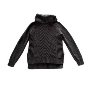 Elle Dark Gray Cotton Blend Knit Turtleneck Sweater Women’s Medium